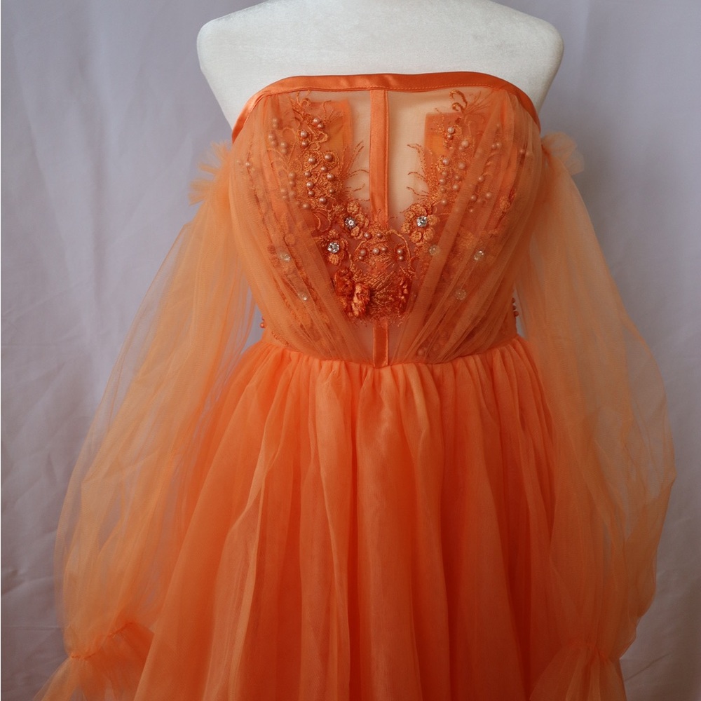 Elegant Orange Custom Gown/ Dress